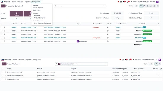 Odoo purches format